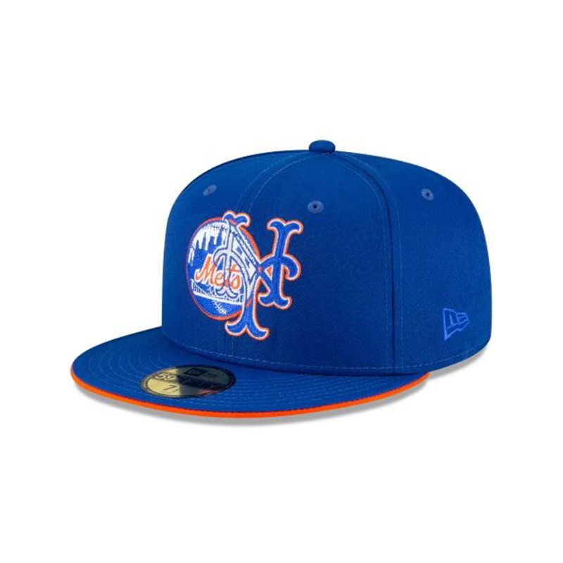 MLB New York Mets Double Logo 59Fifty Fitted (PMY8059) - Blue New Era Caps